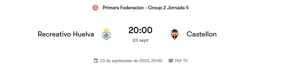 PRIMERA FEDERACION TEMPORADA 2023/2024 JORNADA 5 RECREATIVO-CD CASTELLON (POST OFICIAL) 5264