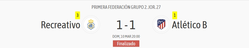 PRIMERA FEDERACION TEMPORADA 2023/2024 JORNADA 27 RECREATIVO-CLUB ATLETICO MADRID B (POST OFICIAL) 5797