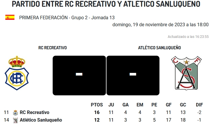 PRIMERA FEDERACION TEMPORADA 2023/2024 JORNADA 13 RECREATIVO-ATLETICO SANLUQUEÑO CF (POST OFICIAL) 8027