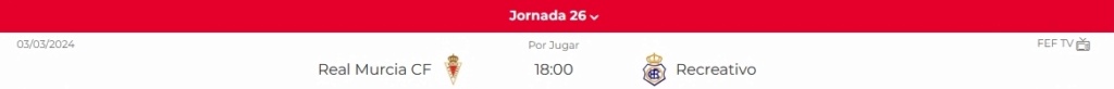 PRIMERA FEDERACION TEMPORADA 2023/2024 JORNADA 26 REAL MURCIA CF-RECREATIVO (POST OFICIAL) 8951