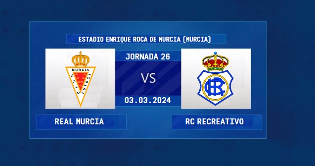 PRIMERA FEDERACION TEMPORADA 2023/2024 JORNADA 26 REAL MURCIA CF-RECREATIVO (POST OFICIAL) 9540