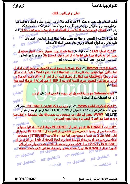 مذكرة تكنولوجيا المعلومات والاتصالات للصف الخامس ترم اول أ. محمد القرشاوى 10_img39