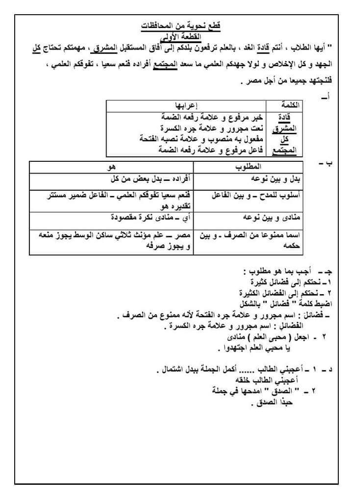 أقوى قطع نحو بالإجابة للثالث الاعدادي الترم الثاني PDF 1_img147