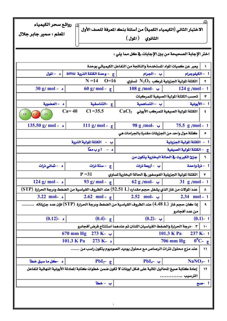 ملخص سريع لقوانين الكيمياء اولي ثانوي ترم أول مستر فاروق نصر 1_img_98