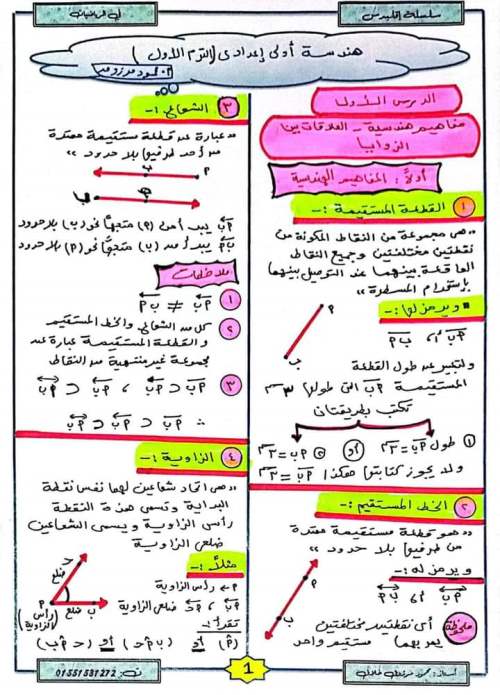 مراجعة هندسة للصف الاول الاعدادى الترم الاول باختصار وايجاز أ/ محمود مرزوق 1_talb35