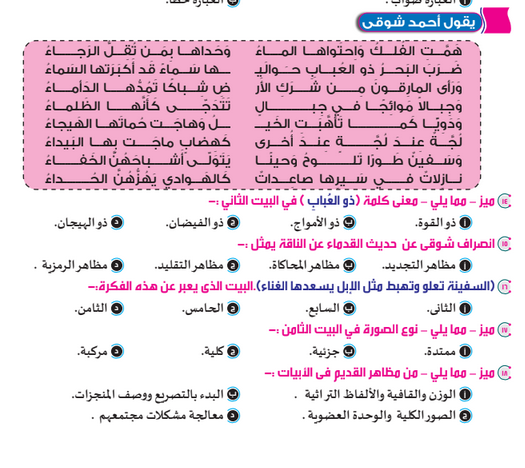 أقوى نماذج امتحان اللغة العربية للثانوية العامة 2024 PDF Scre1079