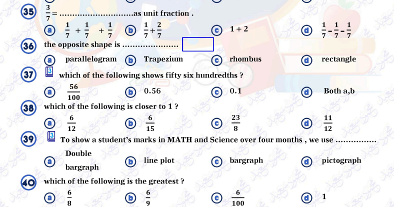 مراجعة المتميز MATH رابعة ابتدائي ترم ثاني 2024 Scree423