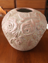 Pink High Relief Floral Motif Vase Vase_112