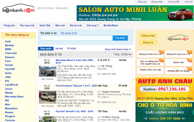 Tổng hợp website, diễn đàn về Oto lớn Uy tín tại Việt Nam mới nhất Bonban11