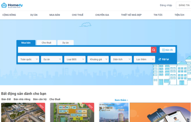 Tổng hợp các website bất động sản đăng tin lớn nhất tại Việt Nam Homedy10