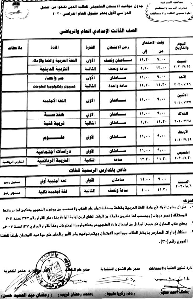 جدول المتخلفين بعذر مقبول عن الفصل الدراسي الاول للشهادة الاعدادية وباقي صفوف النقل الطالب الذي تقدم ببحث مقبول يعتبر ناجح 10296010