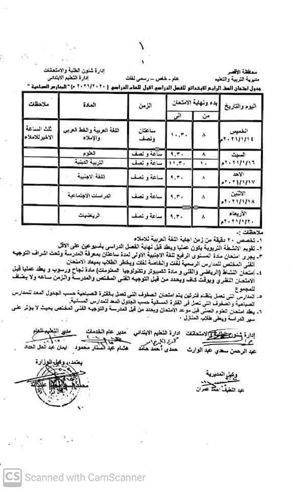 جداول امتحانات محافظة الأقصر 2021 13114910