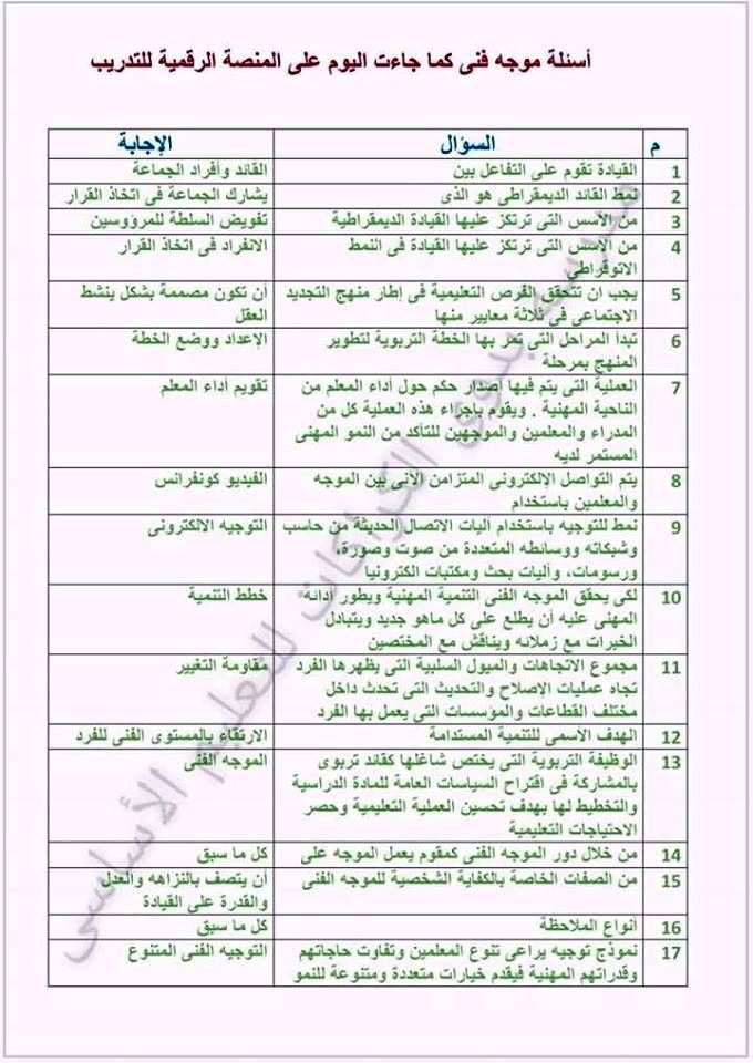 تدريب أساسيات التوجيه الفني الأسئلة وإجاباتها من قلب المنصة برامج القيادة التربوية مع أبو يوسف 4131410