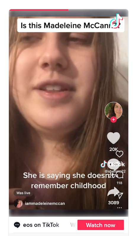  Here we go again, a girl’s going viral on TikTok because she thinks she’s Madeleine McCann Scre3307