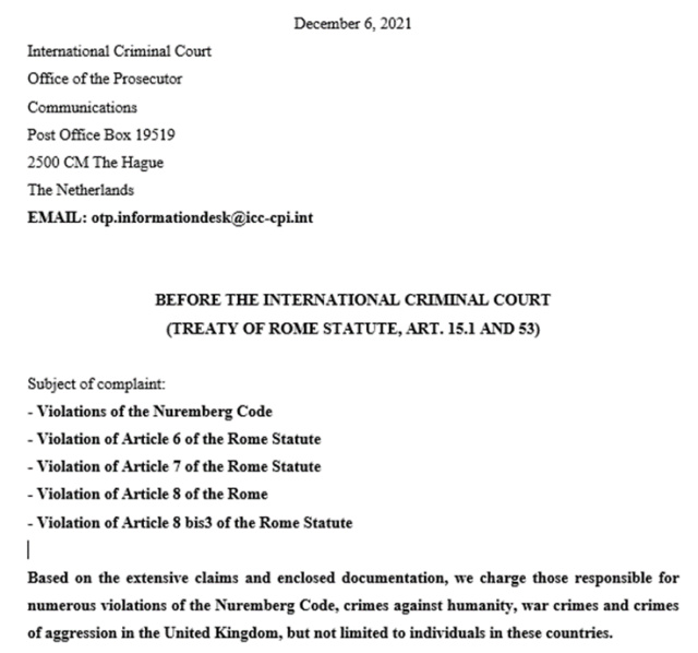 UK-team dient klacht in van misdaden tegen de menselijkheid bij het Internationaal Strafhof Neur10