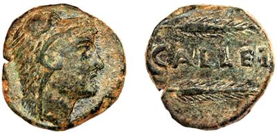 Callet. As. Cabeza de Hércules a derecha, cubierta con piel de león/ Dos espigas tumbadas a derecha, entre ellas CALLET. Emisiones de la segunda mitad del s. II ac. ACIP 2411 R5 67998511