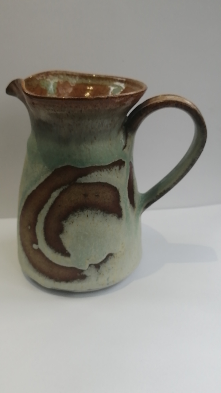 Jug with green tinges in the glaze - incised mark on base Img_2032