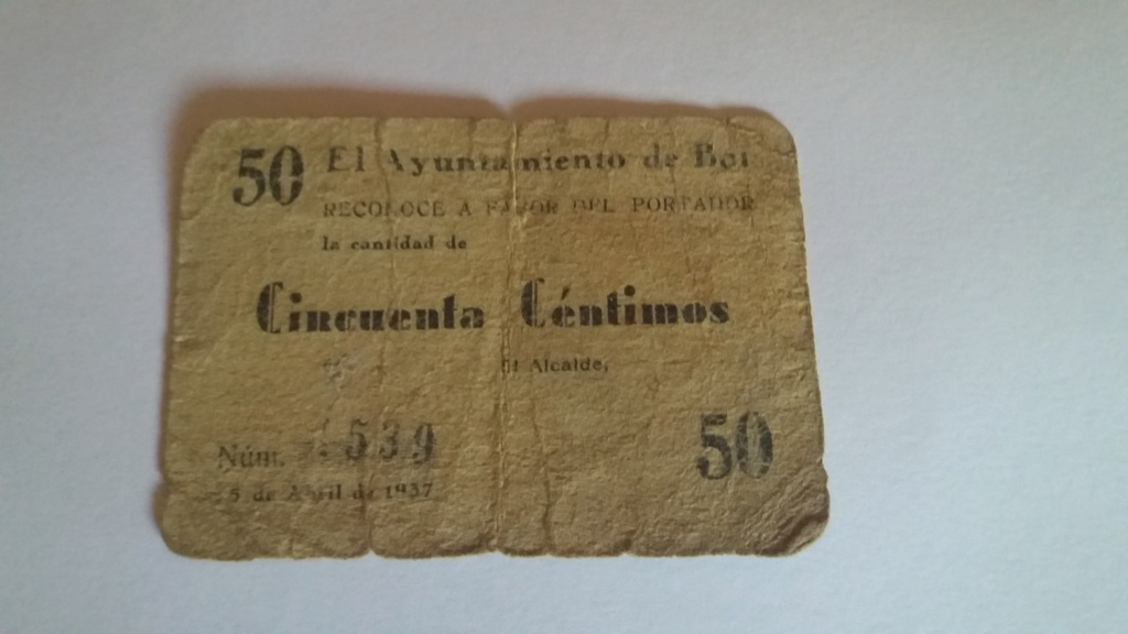 50 Cèntims Ajuntament de Bot, 1937 (Nueva adquisición) 20190810