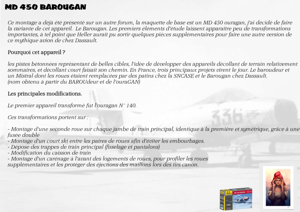 Dassault MD450 Ouragan - Conversion Barougan - 1/72 - Base Heller  00111