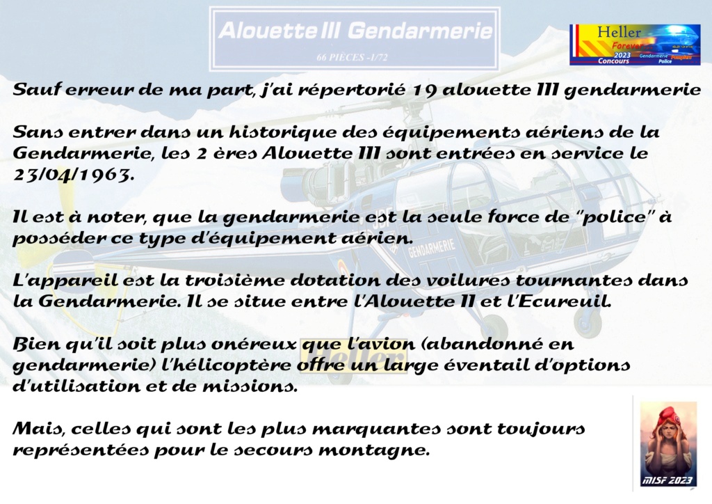 SUD AVIATION SA 319B ALOUETTE III - GENDARMERIE Réf 80289 20230311