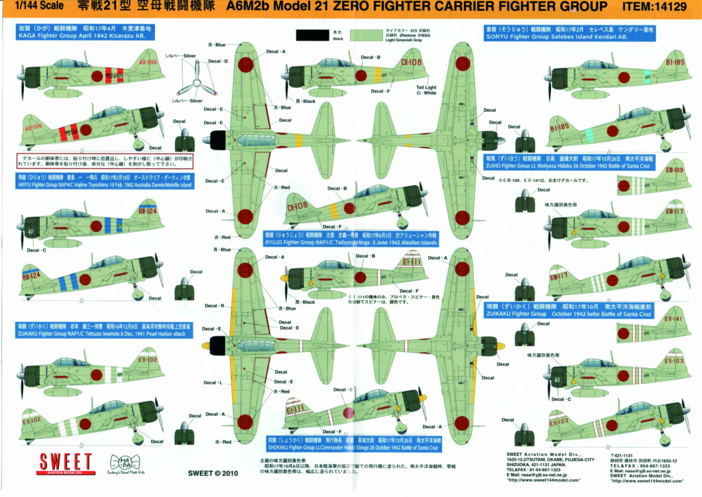 [SWEET AVIATION MODEL] MITSUBISHI A6M2B ZERO 1/144ème Réf 14139 Dessin84
