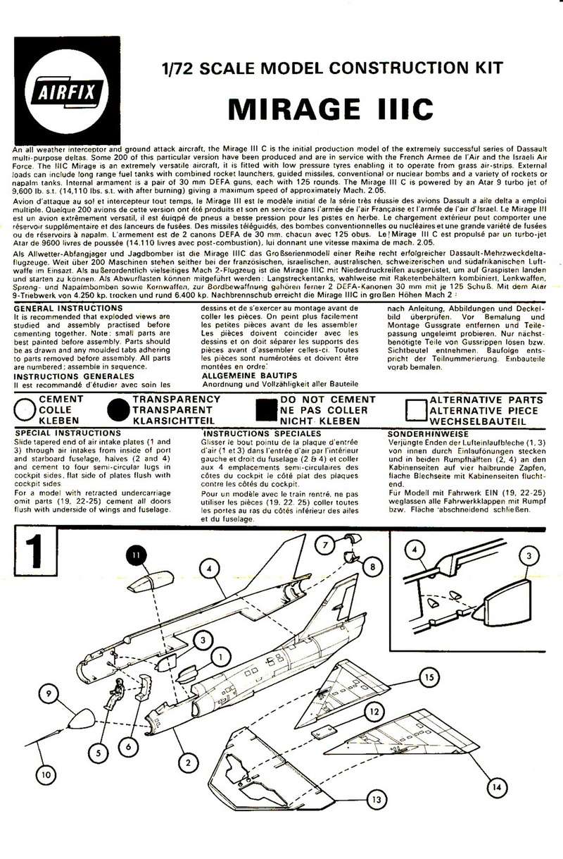 1/72 - DASSAULT MIRAGE III C - AIRFIX -  Maque300