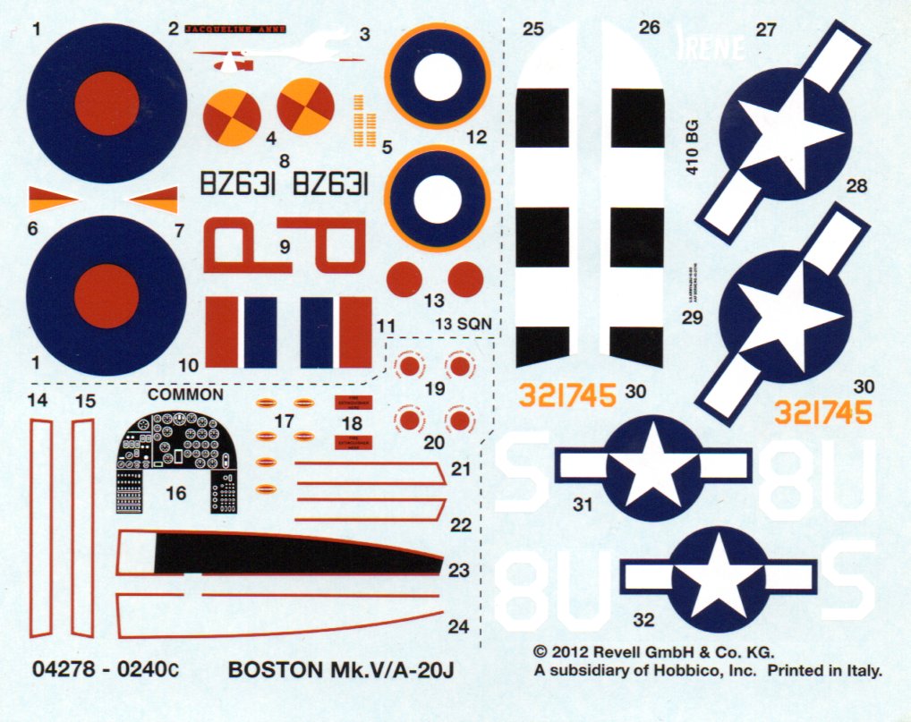 1/72 - DOUGLAS BOSTON/A20 HAVOC - REVELL 1-72 -  Maque473