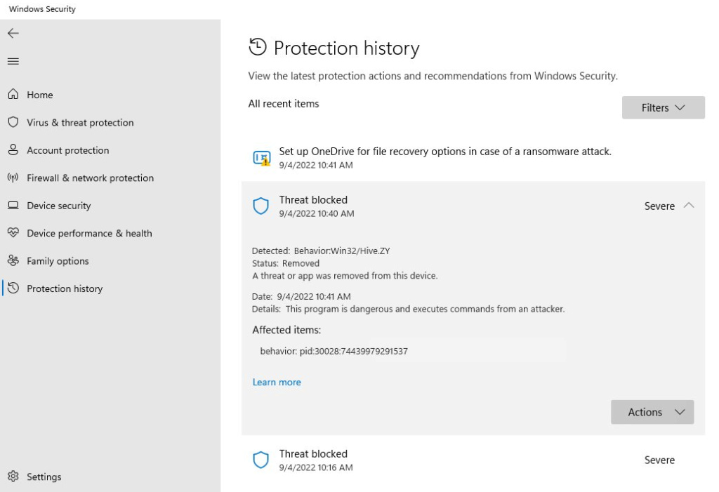 Microsoft lanza una corrección para el error Behavior:Win32/Hive.ZY en Windows Defender Behavi11