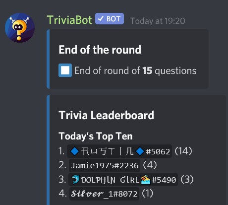 4 player trivia May 29th Trivia10