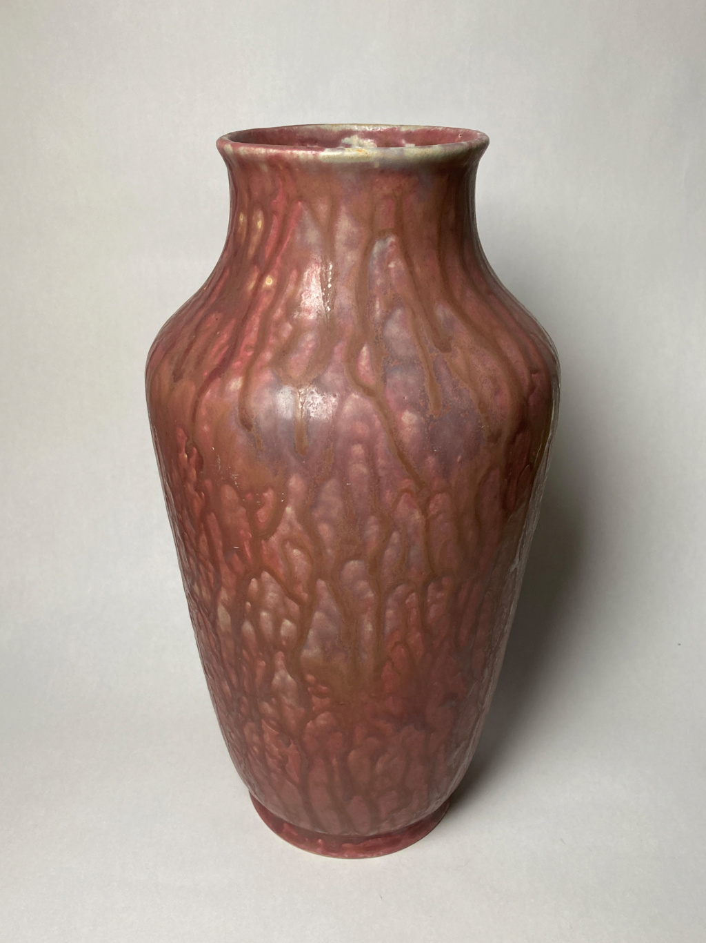 Help I.D. art pottery vase with weird drip glaze Maroon11
