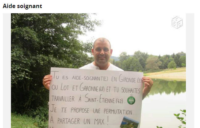Saint-Etienne: Il pose avec une pancarte pour demander sa mutation dans le Sud Ouest 648x4111