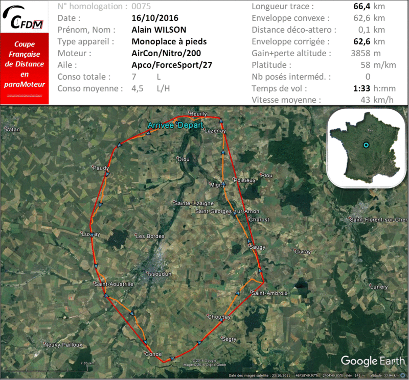 0075 - 16/10/16 - Alain WILSON - 62,6 km - homologué 22_fin78