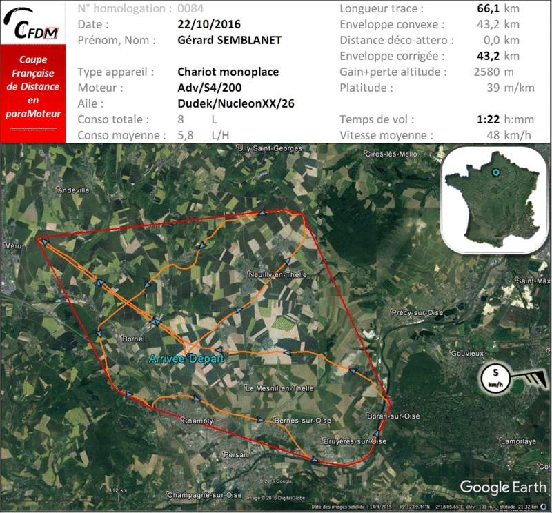 0084 - 22/10/16 - Gérard SEMBLANET - 43,2 km - homologué 22_fin87