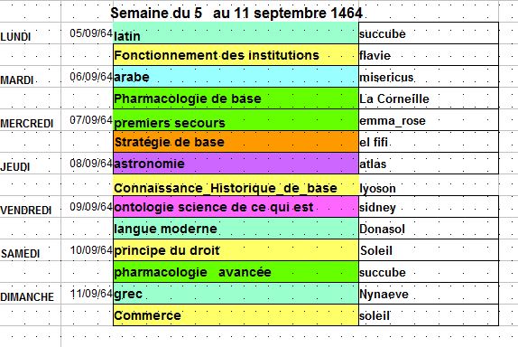 Planning Universitaire de Septembre Sept110