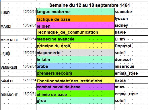 Planning Universitaire de Septembre Sept210