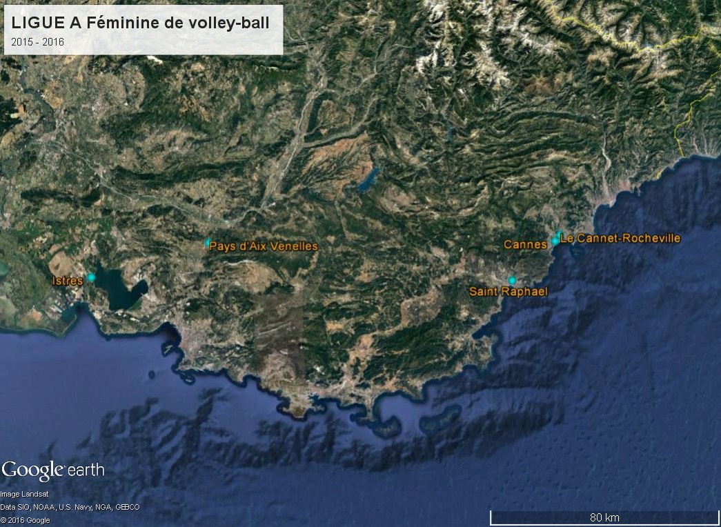 Géographie de la Ligue A Féminine de volley-ball (France) Ligue_11