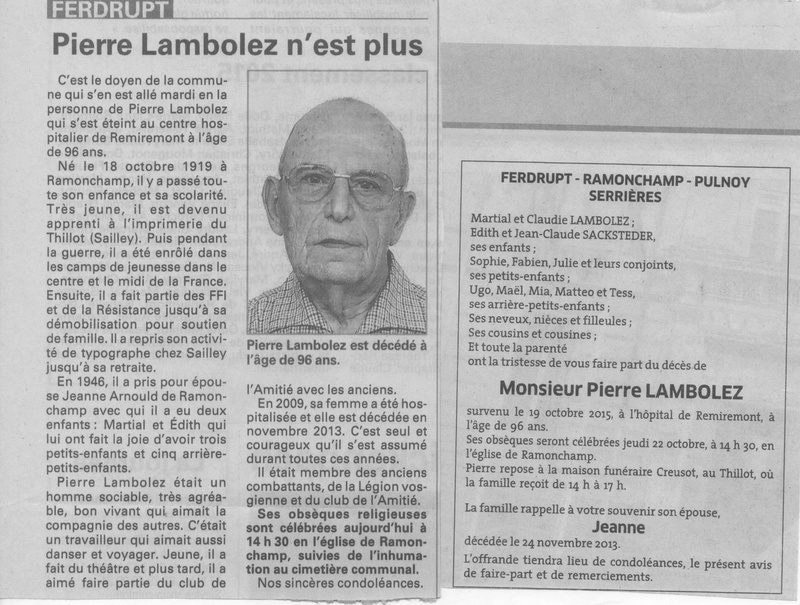 RAMONCHAMP - SOUVENIRS DE PIERRE LAMBOLEZ 15_00110