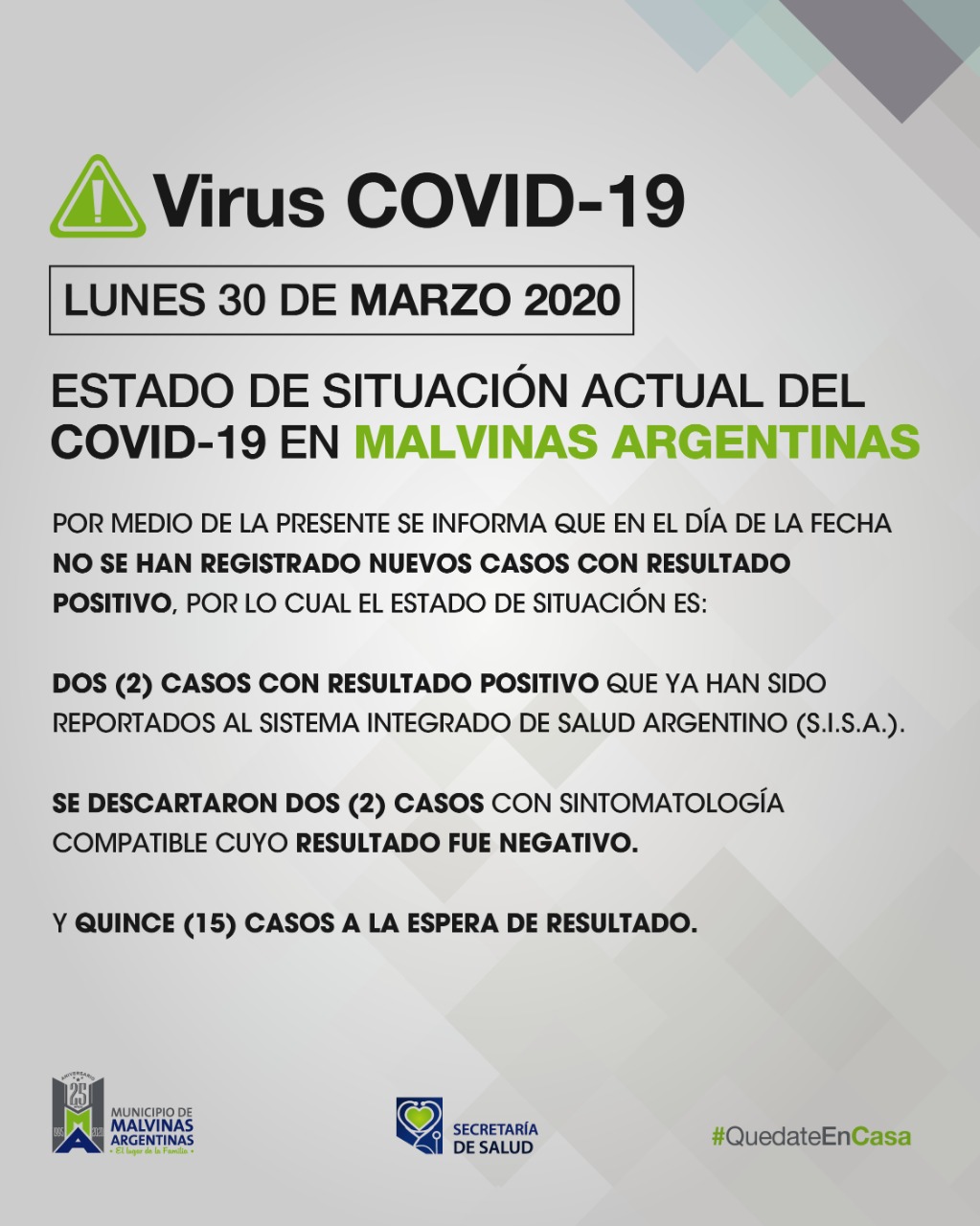 Malvinas Argentinas: parte del COVID-19 correspondiente al lunes 30 de marzo. Covid_15