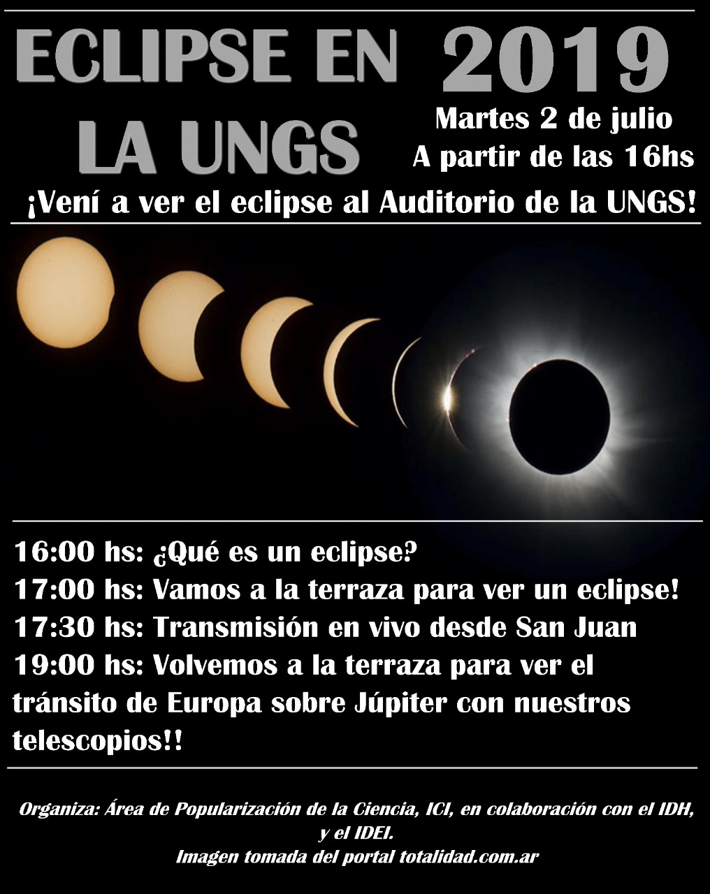 Malvinas Argentinas: ver el eclipse solar en la UNGS. Eclip110