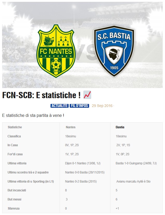 Avant match : Nantes - Bastia S40