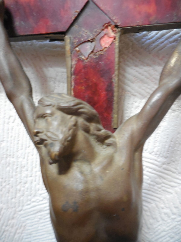 christ en bronze crucifix XVII - XVIIIème Dscn2418