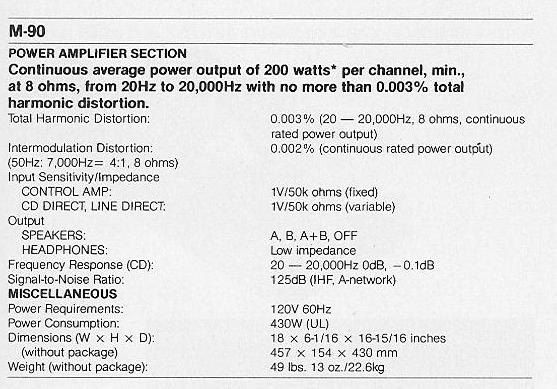 Pioneer M-90 Reference Power Amplifier Stereo 200 Watts M90_sp10