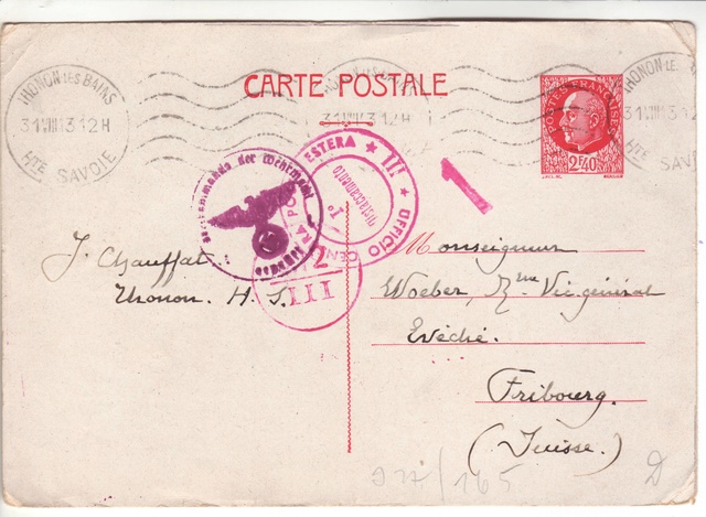 La censure italienne d’occupation en France après l’invasion de la zone libre à CHAMBERY 3005610