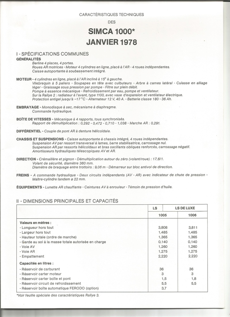 Simca 1978 dossier vendeur Simca110