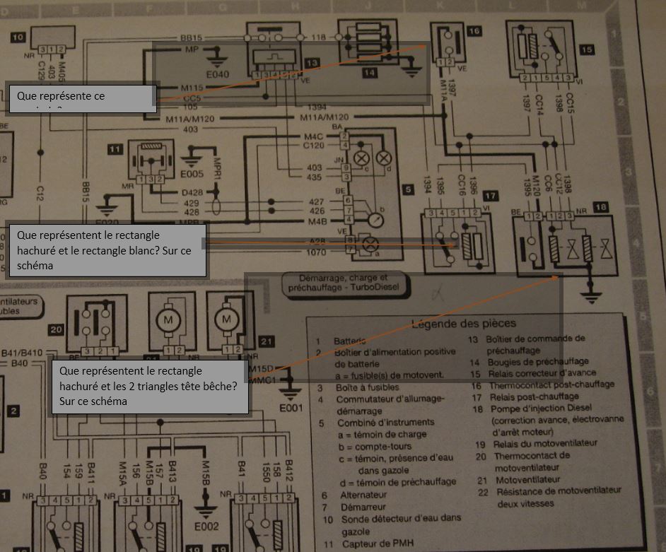 Schéma électrique commande post chauffage 405 diesel Turbo phase 2 Captur35