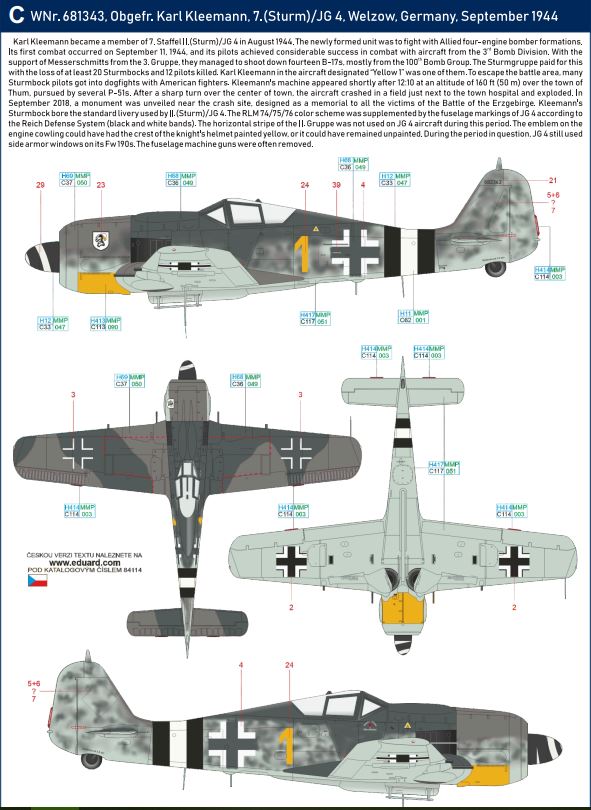 Focke Wulf 190 A8/R8 "Viermot Killer" 7(sturm)/JG4 Eduard 1/48 FINI Captur34