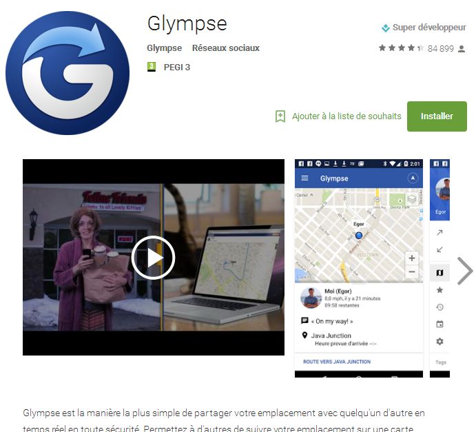 GLYMPSE, Le partage de positionnemt GPS 2016-016