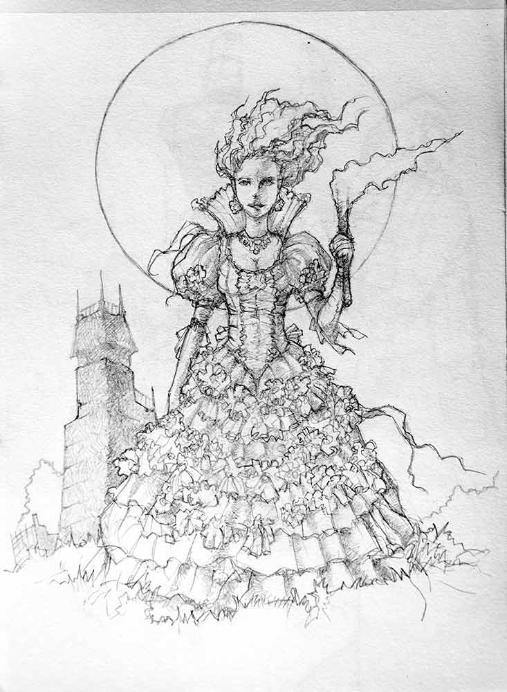 (graphite) princesse au clair de lune Sketch10