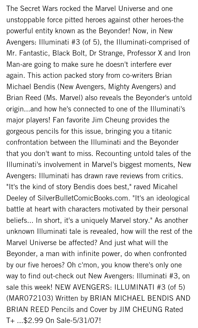 Brian Michael Bendis states Beyonder (Cosmic Cube) wields Infinite Power Screen10