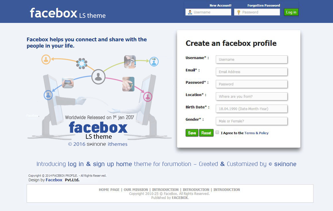 Introducing New Facebook style Sign Up home page Design Lshome10